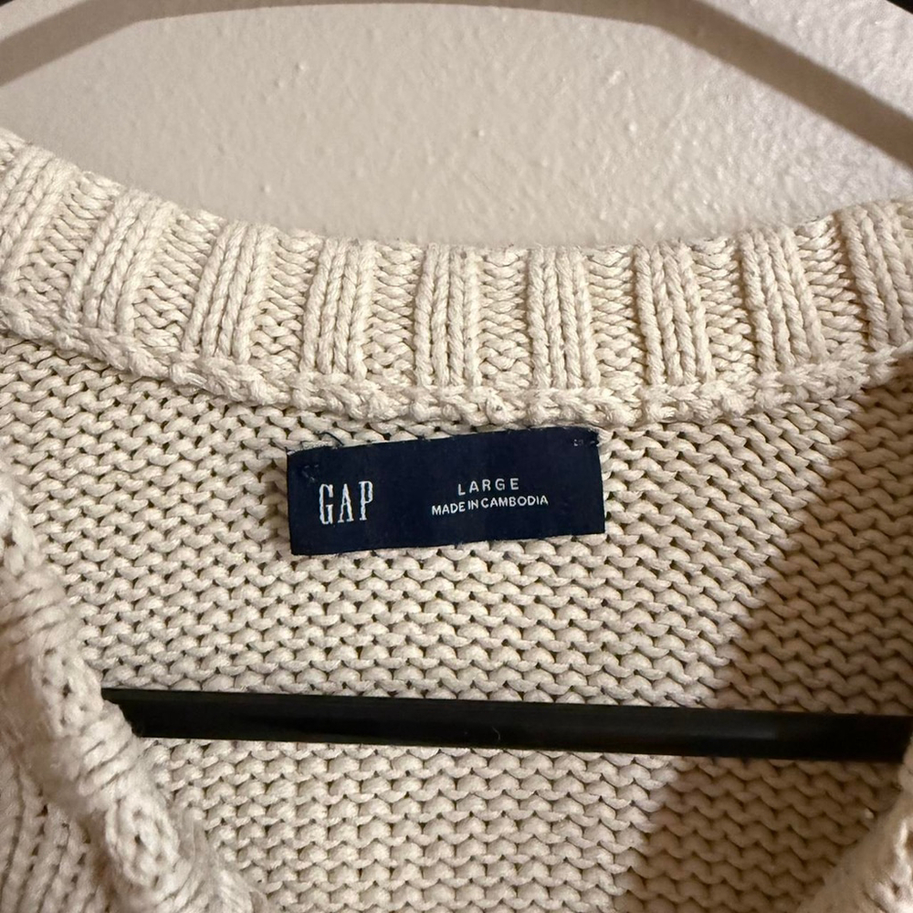 Gap 100% Cotton Striped Crewneck Sweater Size Large - Picture 3 of 4